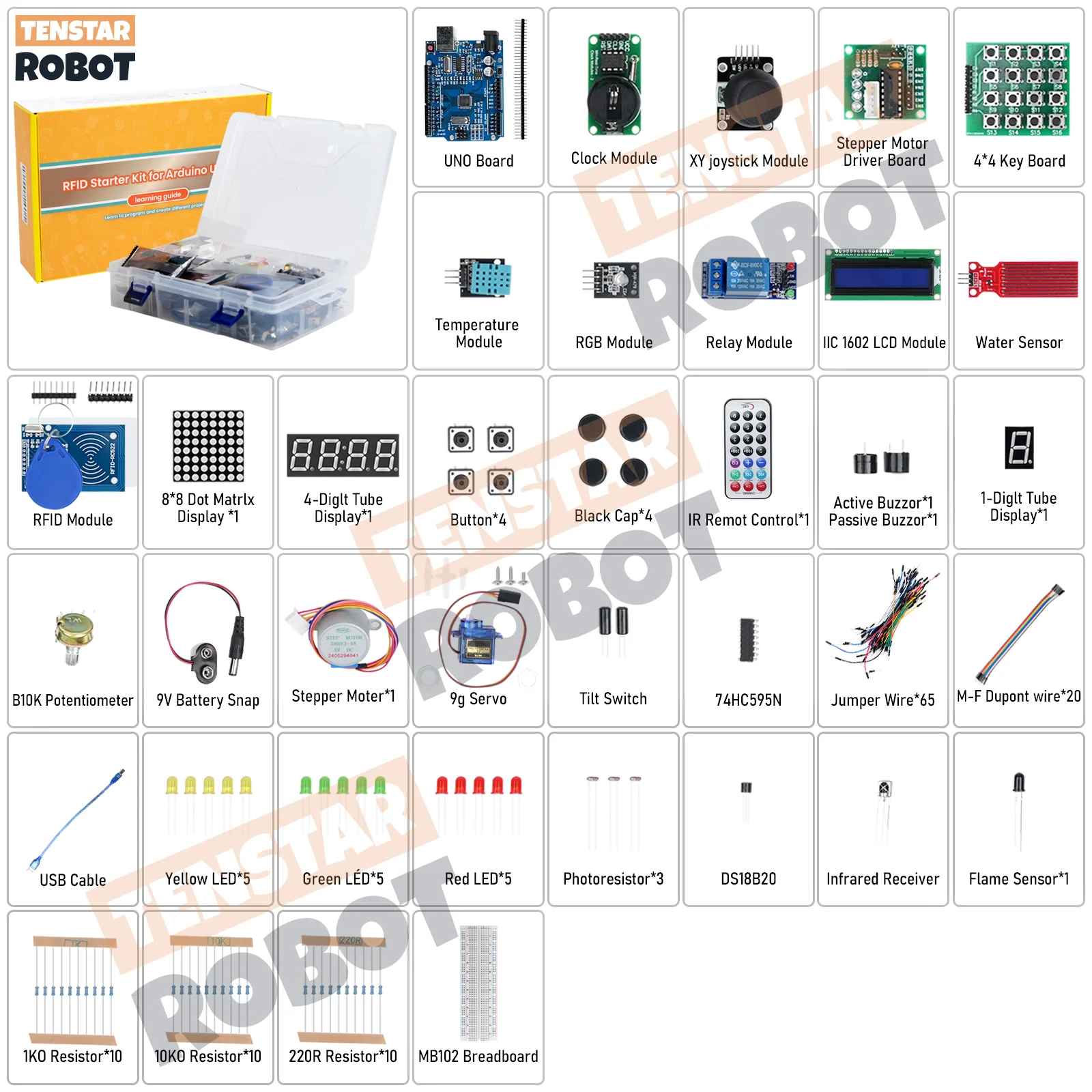 Kit de desenvolvimento Arduino UNO para iniciantes com grande quantidade de sensores Kit de desenvolvimento Arduino UNO para iniciantes com grande quantidade de sensores