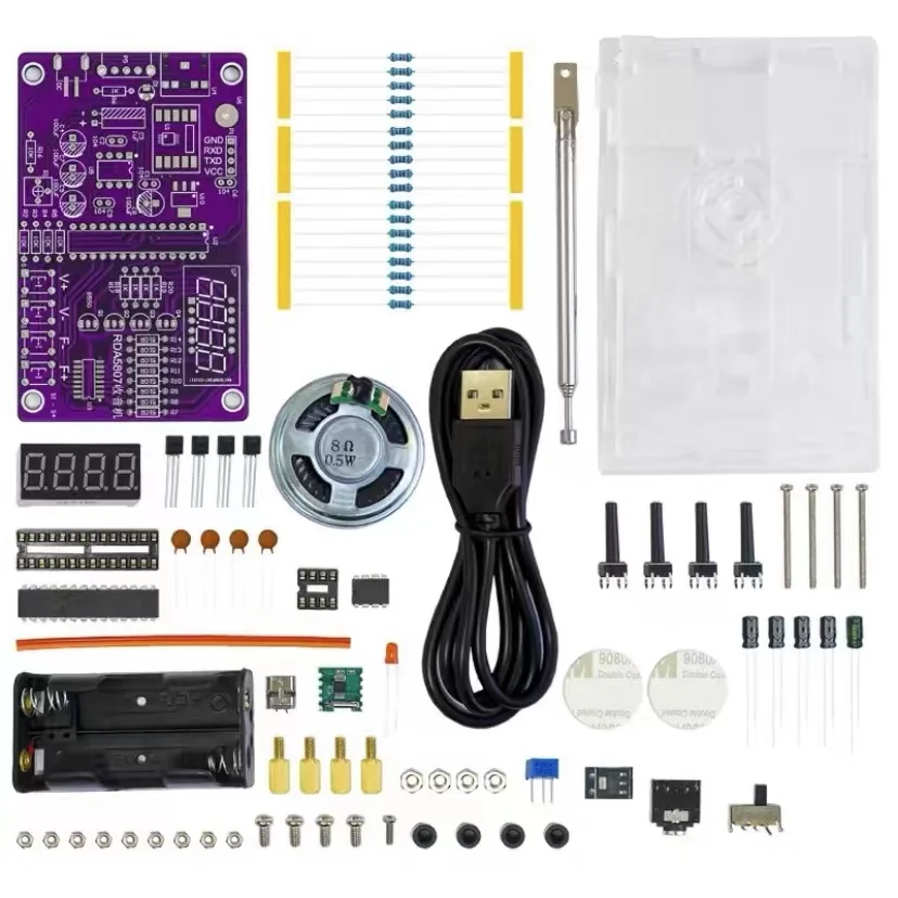 Kit rádio FM para praticar a soldar, frequência ajustável 87-108mhz, display LED