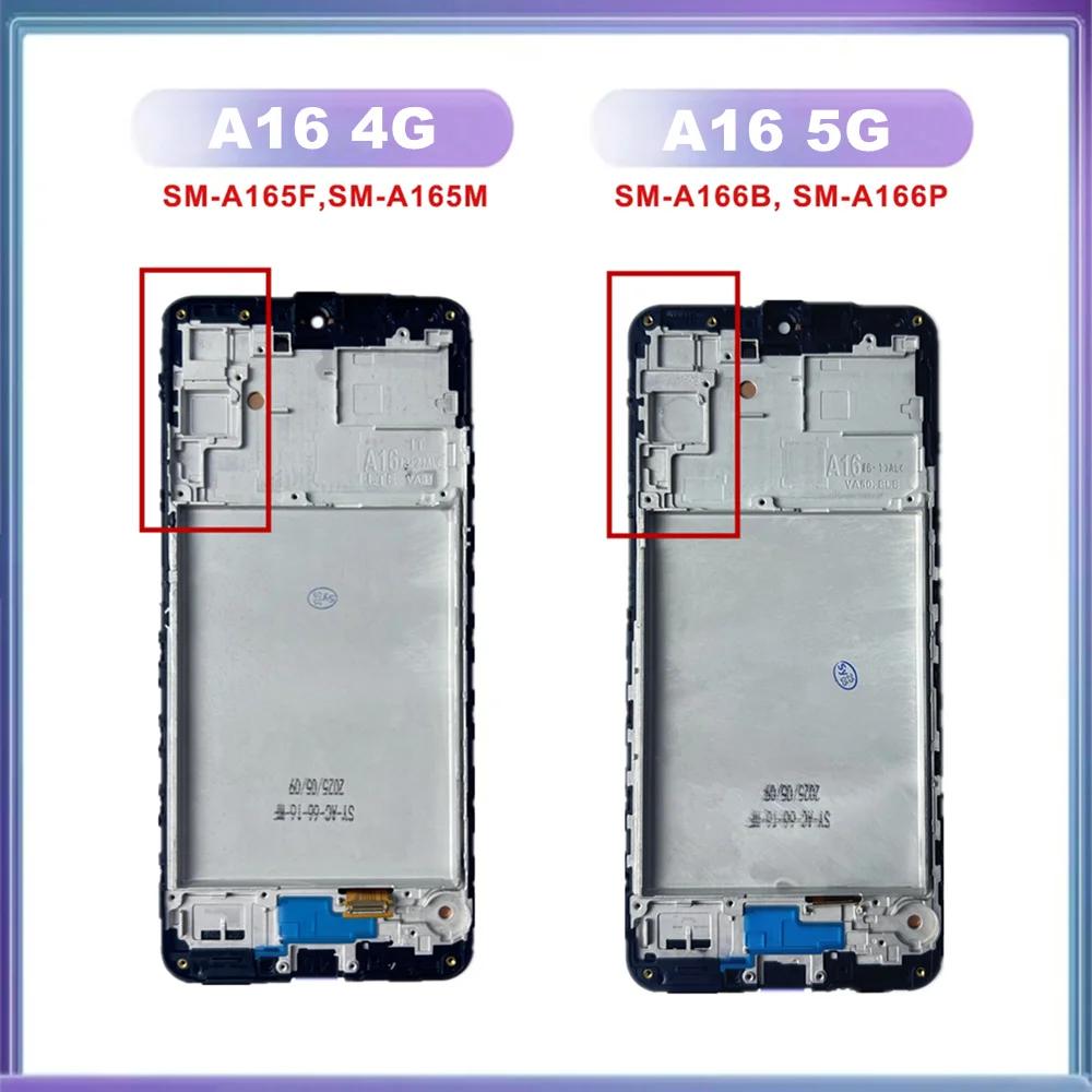 Ecrã LCD/AMOLED e moldura para Samsung Galaxy A16 4G e 5G A165 A166