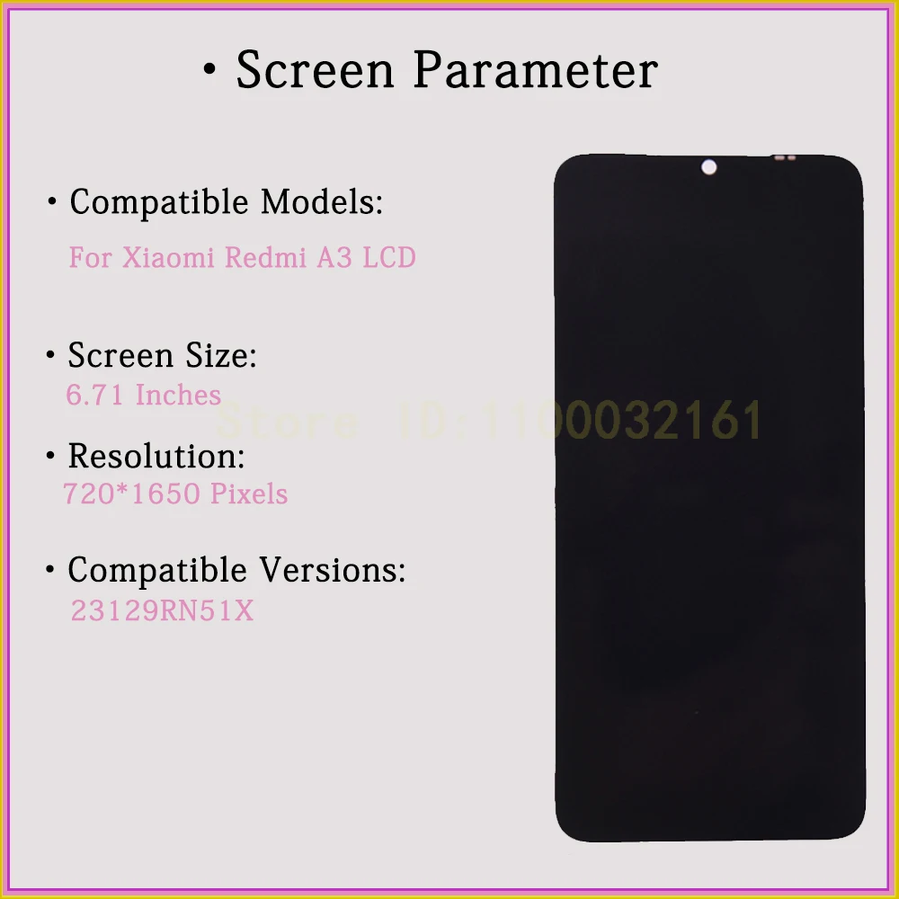 Ecrã LCD e moldura para Xiaomi Redmi A3 23129RN51X