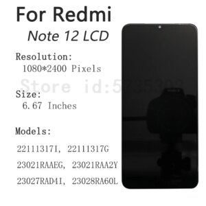 Ecrã LCD/AMOLED e moldura para Xiaomi Redmi Note 12 4G 5G