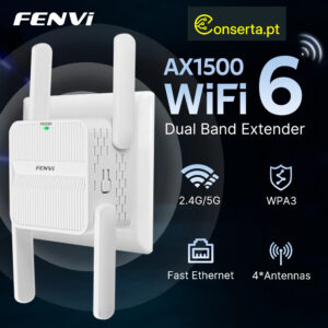 Repetidor extensor de sinal de rede WiFi 6 AX1500 Mbps dual-band 2.4Ghz e 5GHz