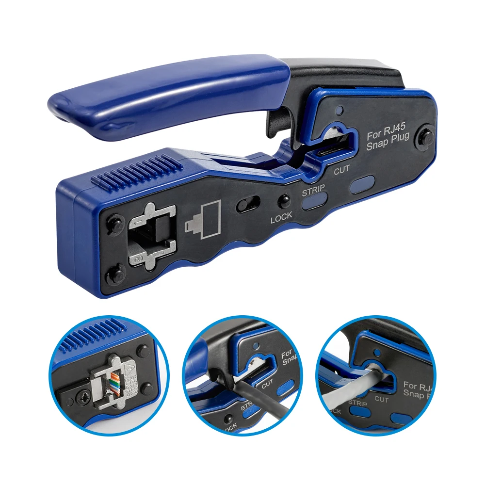 Alicate fácil de cravar / crimpar fichas de rede RJ45 do tipo pass-through 3 Alicate fácil de cravar / crimpar fichas de rede RJ45 do tipo pass-through