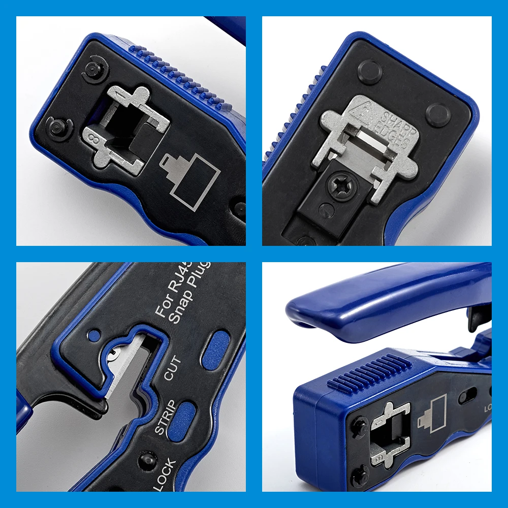 Alicate fácil de cravar / crimpar fichas de rede RJ45 do tipo pass-through 4 Alicate fácil de cravar / crimpar fichas de rede RJ45 do tipo pass-through
